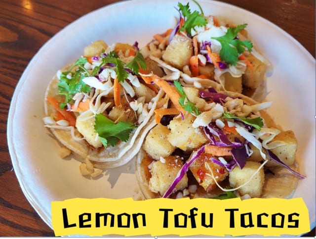 Lemon Sesame Tofu Tacos.