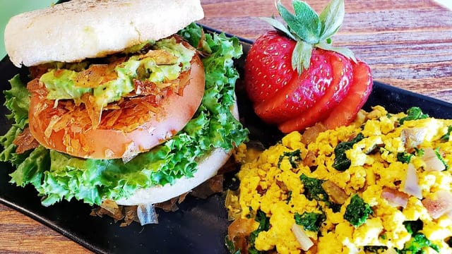 Tofu Scramble & BLTA Muffin.